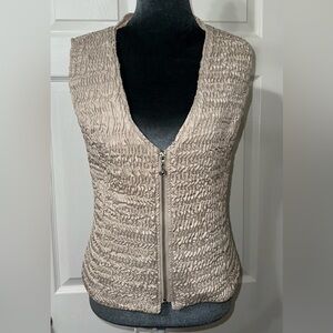 Textured Samuel Dong Beige Sleeveless Top with Zipper *Read* 100% Viscose